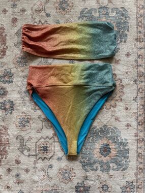 Ombré sparkle high waisted bathing suit